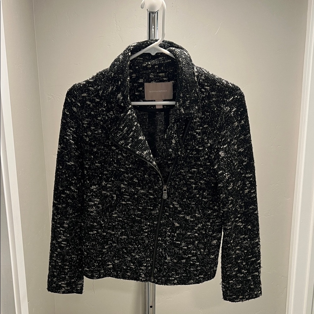 Banana Republic Black and White Tweed Blazer